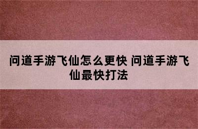 问道手游飞仙怎么更快 问道手游飞仙最快打法